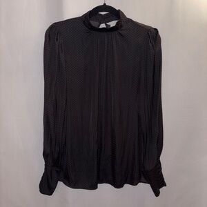 H&M Black Blouse with Subtle Pattern